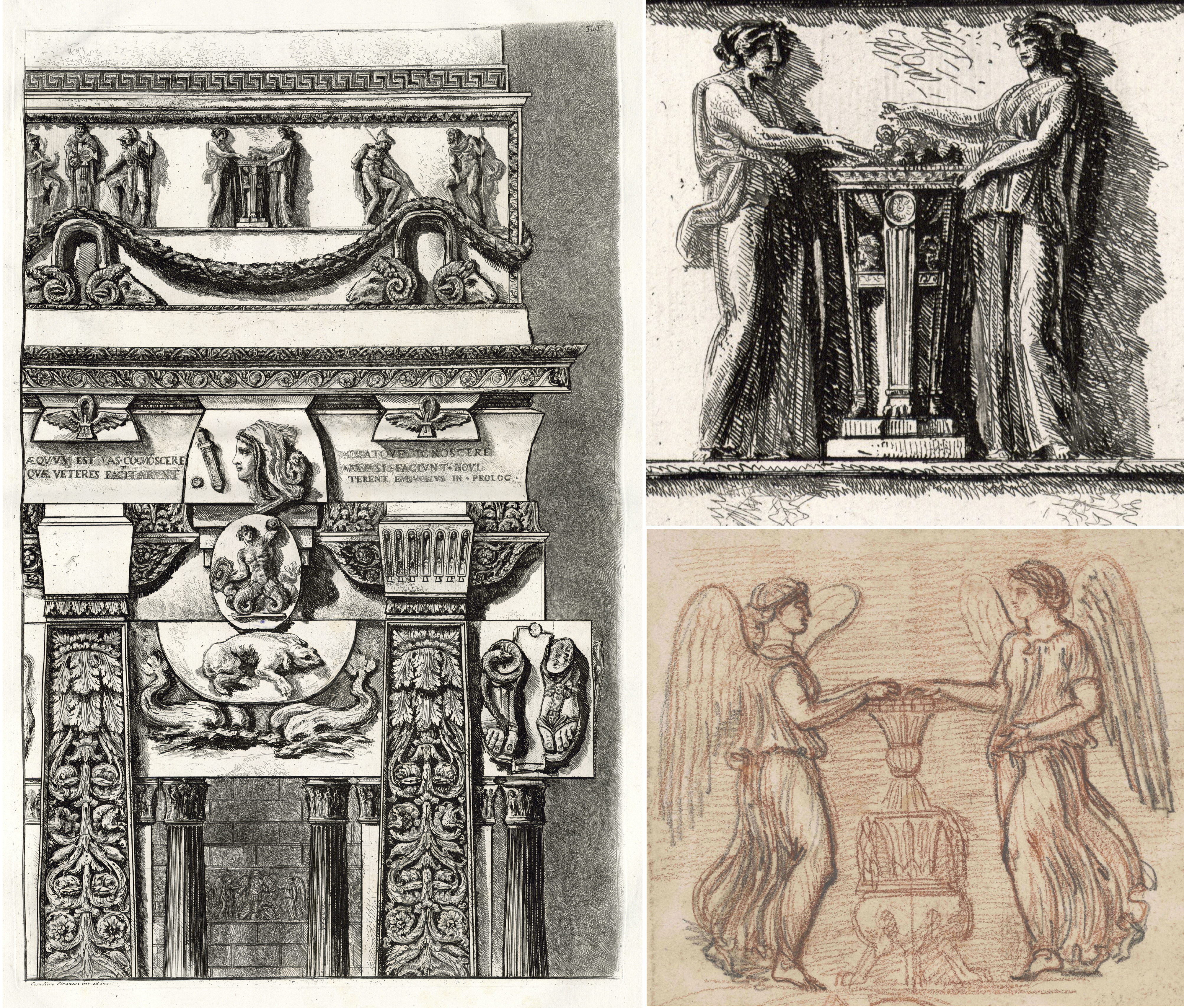 Vergleich von Piranesi-Zeichnungen mit Architekturelementen