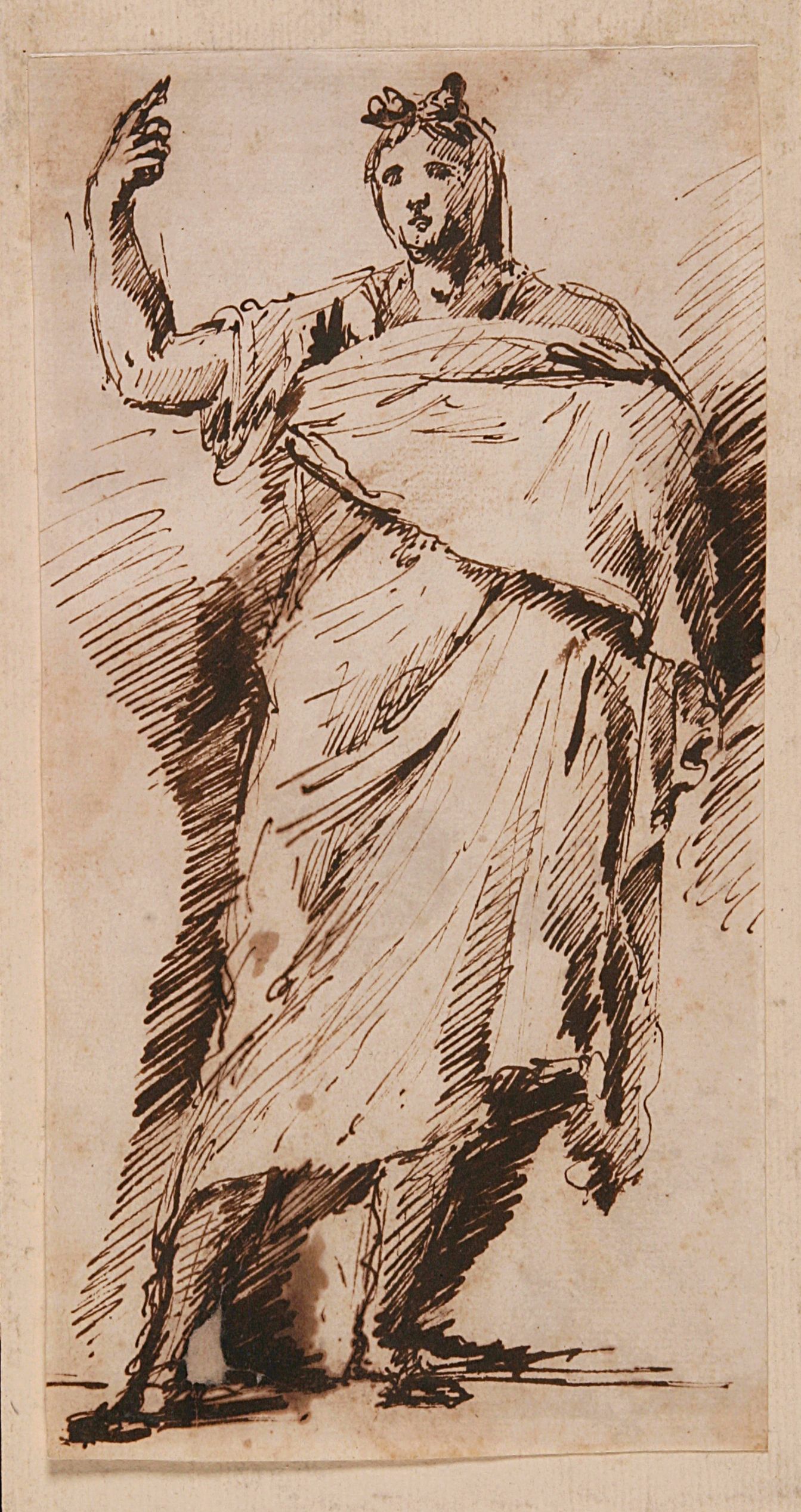 Piranesi-Zeichnung einer stehenden Figur.