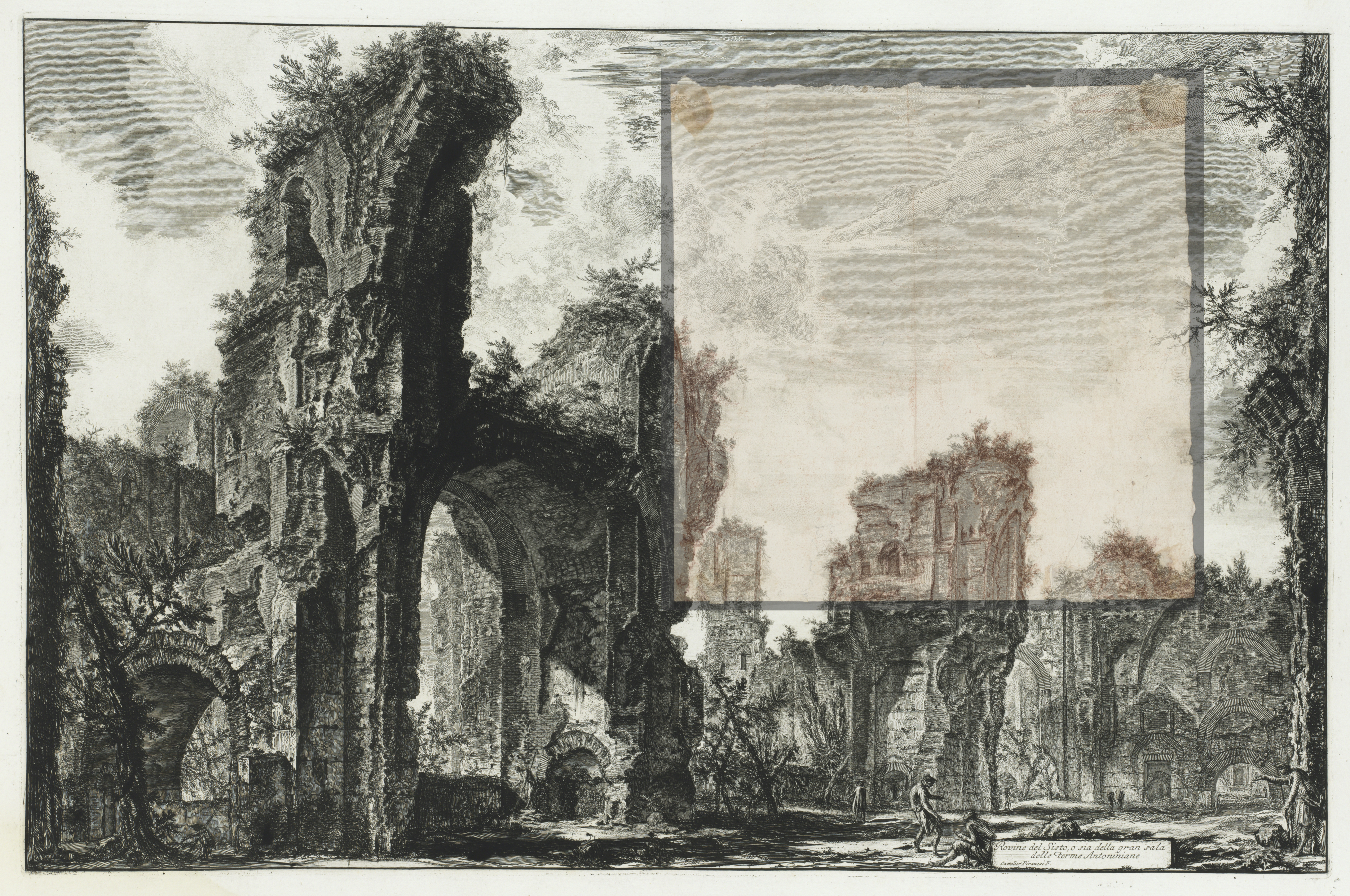 Eine Piranesi-Zeichnung mit den Ruinen der Caracalla-Thermen