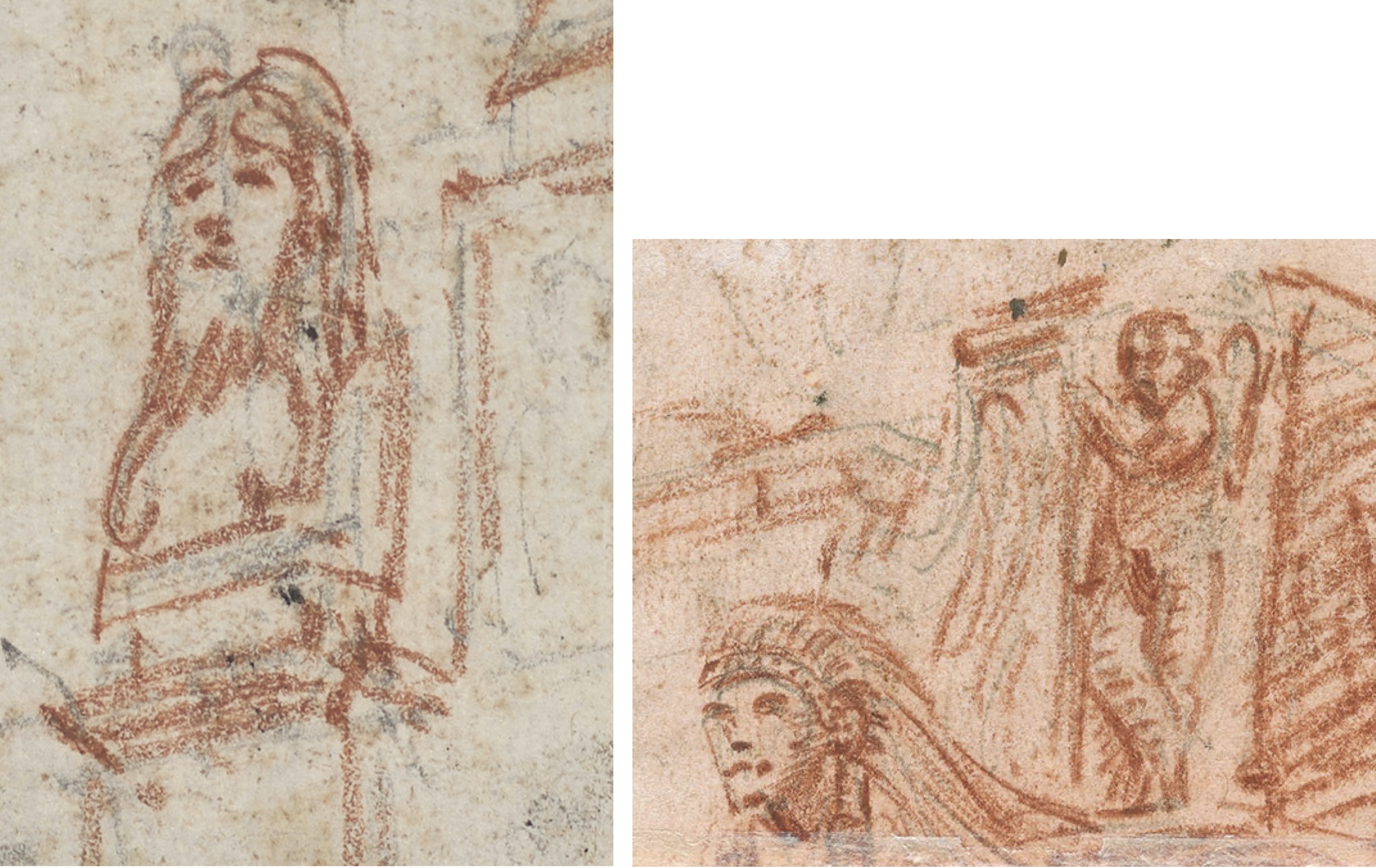 Zwei Piranesi-Zeichnungen mit Figuren.