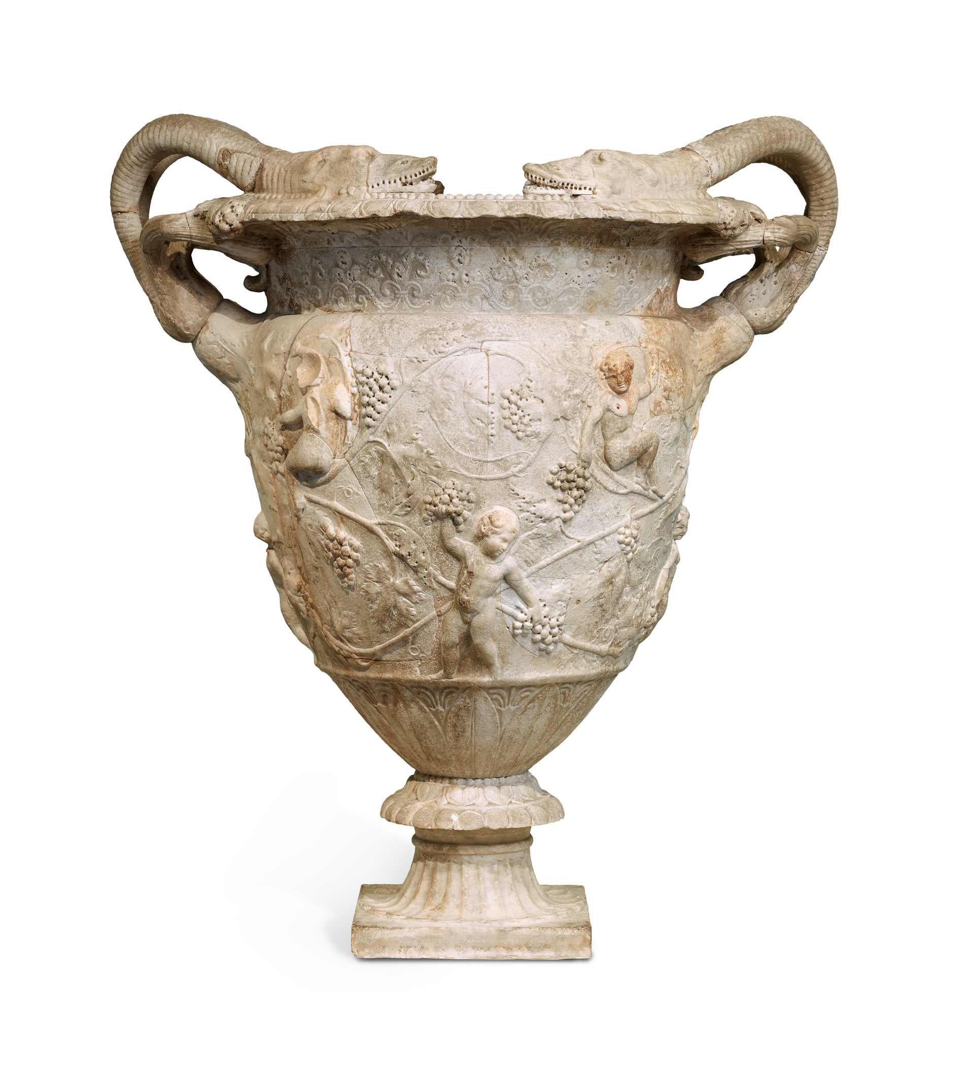 Vase aus marmor mit Putti Verzierung