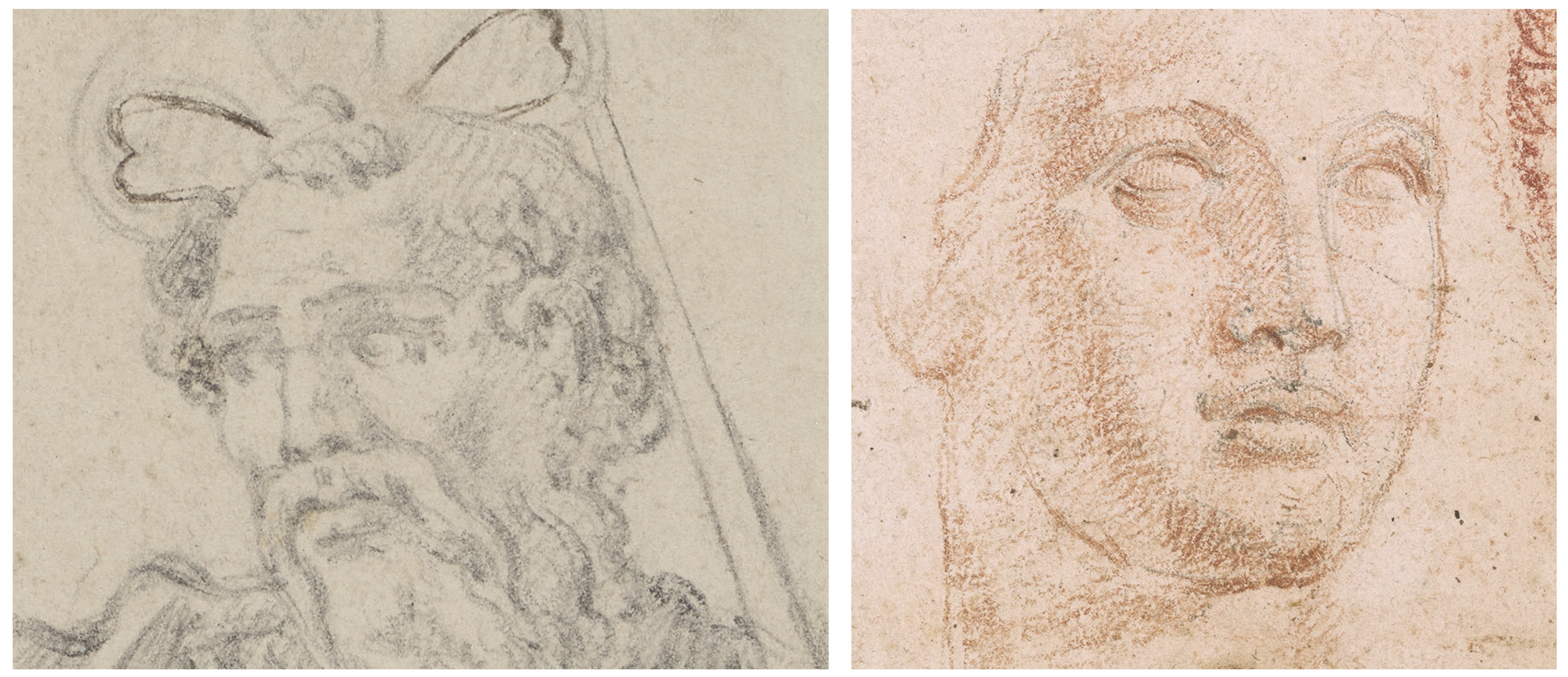 Detailvergleich zweier Kopf-Zeichnungen von Piranesi
