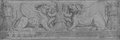 UV-Reflektografie Schwarze Kreidezeichnung eines Frieses mit einem Mann zwischen zwei gehörnten und geflügelten Löwen aus der Domus Flavia auf dem Palatin