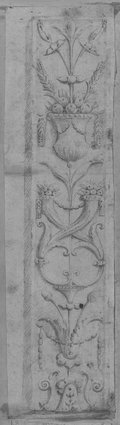UV reflectance photograph Pilaster drawn with black chalk with cornucopias, fruit bowl and floral motifs