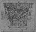 UV reflectance photograph Capital with winged genii, garland and eagle, drawn in red chalk over black chalk, from Palazzo Massimo
