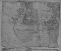 UV-Reflektografie Kreidezeichnung zweier Schiffsschnäbel, der linke mit in Muschel blasendem Triton geschmückt, der rechte mit Löwenköpfen und Volutenschmuck