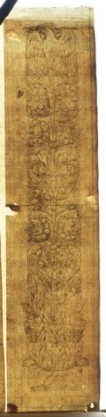 Durchlicht-Aufnahme Schwarze Kreidezeichnung eines Rankenpilasters mit Adler vom Titusbogen