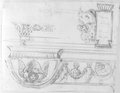 Infrarotreflektografie Detailstudien für drei Kamine und eine Tabula ansata in Feder und Kreide gezeichnet