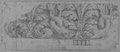 UV reflectance photograph Red chalk drawing of the fragment of an ancient frieze with dolphins and acanthus flowers from the Farnese Gardens on the Palatine Hill