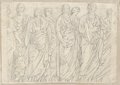 Visible reflectance photograph Procession of figures with two rows of figures closely spaced in the foreground and background from the north frieze of the Ara Pacis, drawn in black chalk