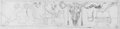 Infrarotreflektografie Schwarze Kreidezeichnung mit Abschnitt eines Frieses mit Bukranien, kultischen Geräten und Schiffstrophäen aus dem Konservatorenpalast