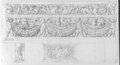 Infrared reflectography. Black chalk drawing of the so-called Lyde Browne sarcophagus with four garland-bearing erotes and pairs of Dionysian masks and a figural frieze