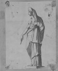 UV reflectance photograph Washed pen and chalk drawing of a standing Hygieia in side view, from the Mattei Collection