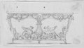Infrared reflectance photograph Pen and ink drawing of a console table with griffin, mask and ram's head motifs