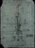 UV fluorescence photograph Drawing in chalk, graphite and red chalk of the so-called Newdigate candelabra with rich ornamental decoration, birds and many figures
