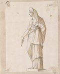 Visible reflectance photograph Washed pen and chalk drawing of a standing Hygieia in side view, from the Mattei Collection