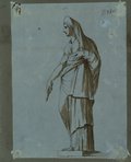 UV fluorescence photograph Washed pen and chalk drawing of a standing Hygieia in side view, from the Mattei Collection