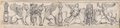 Auflichtaufnahme Schwarze Kreidezeichnung eines Frieses mit Greifen, opfernden Viktorien und Kandelabern aus der Domus Flavia auf dem Palatin