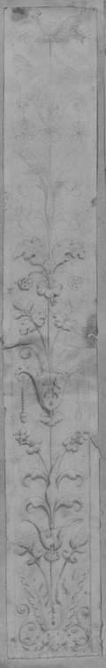 UV-Reflektografie Florales Pilasterrelief, mit schwarzer Kreide gezeichnet