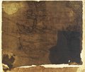 Durchlicht-Aufnahme Kreidezeichnung zweier Schiffsschnäbel, der linke mit in Muschel blasendem Triton geschmückt, der rechte mit Löwenköpfen und Volutenschmuck