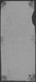 UV-Reflektografie Skizze eines länglichen Pfeilers mit Prankenfüßen und Hermendekor in schwarzer Kreide gezeichnet