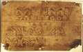 Transmitted-light image. Red chalk and chalk drawing of three sections of foliage and palmette friezes from the Domus Flavia on the Palatine, arranged one below the other