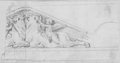 Infrarotreflektografie Mit schwarzer Kreide gezeichneter rechter Teil eines Sarkophaggiebels mit Stiere opfernden Eroten