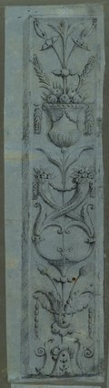 UV fluorescence photograph Pilaster drawn with black chalk with cornucopias, fruit bowl and floral motifs