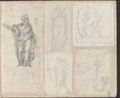 Visible reflectance photograph Hercules fighting a lion, studies of standing or dancing figures,