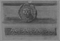 UV-Reflektografie Mit Rötel gefertigte Frontalansicht eines Wasserspeiers in Form eines Löwenkopfs und Kyma vom Dioskurentempel auf dem Forum Romanum