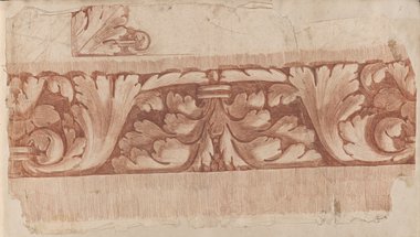 Visible reflectance photograph Frieze with leaf motif, drawn with red chalk