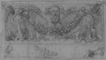 UV reflectance photograph Red chalk drawing over black chalk preliminary drawing of a relief with a bearded mask and two eagles carrying a garland of fruit, from the garden facade of the Palazzo Barberini