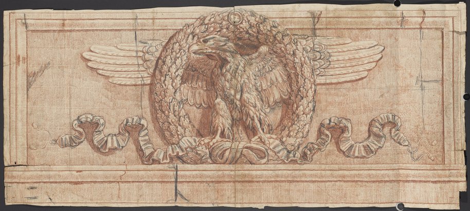 Auflichtaufnahme Rötel- und Kreidezeichnung eines Adlerreliefs aus der Vorhalle der Kirche Santi Apostoli in Rom