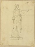 UV false-colour photograph Pen and chalk drawing of a female robed figure in profile view from the Mattei Collection