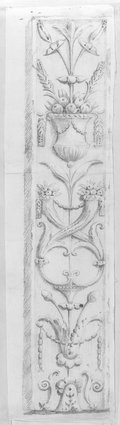 Infrarotreflektografie Mit schwarzer Kreide gezeichnete Pilasterfüllung mit Füllhörnern, Fruchtschale und Blüten
