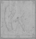 UV reflectance photograph Male back nude fighting with a lion, chalk drawing of the relief with Hercules fighting with a lion from Villa Medici