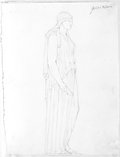 Infrared reflectance photograph Pen and ink drawing of a female robed figure in profile, holding a bowl from, the Giustiniani Collection