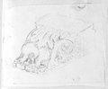 Infrared reflectance photograph Perspective drawing of a reclining corbel with seahorse motif, drawn in black chalk