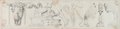 Infrarot-Falschfarben-Aufnahme Abschnitt eines Frieses mit Bukranien, kultischen Geräten und Schiffstrophäen aus dem Konservatorenpalast, mit schwarzer Kreide gezeichnet