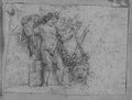 UV-Reflektografie Rötelzeichnung eines Reliefs mit zwei Eroten und Fackeln, Girlande und Maske aus der Villa Doria Pamphili