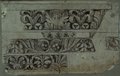 UV fluorescence image. Red chalk and chalk drawing of three sections of foliage and palmette friezes from the Domus Flavia on the Palatine, arranged one below the other