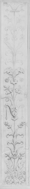 Infrarotreflektografie Florales Pilasterrelief, mit schwarzer Kreide gezeichnet