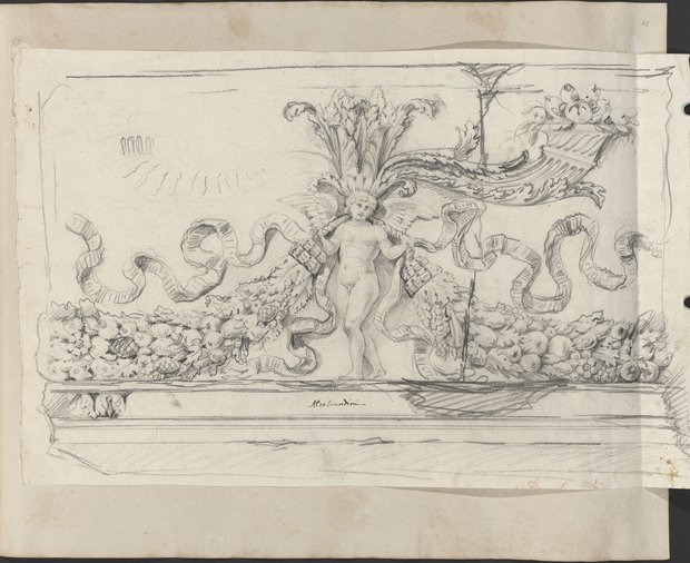 Auflichtaufnahme Aldobrandini-Relief mit Eros, Fruchtgirlanden und Füllhörnern