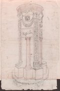 Infrared false-colour photograph Perspective pen, chalk and graphite drawing of the so-called Albano Altar, decorated with pilasters and columns