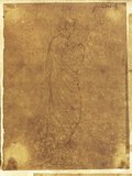 Durchlicht-Aufnahme Federzeichnung einer weibliche Gewandfigur im Profil aus der Sammlung Mattei