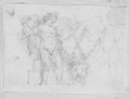 Infrarotreflektografie Rötelzeichnung eines Reliefs mit zwei Eroten und Fackeln, Girlande und Maske aus der Villa Doria Pamphili