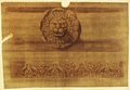 Durchlicht-Aufnahme Mit Rötel gefertigte Frontalansicht eines Wasserspeiers in Form eines Löwenkopfs und Kyma vom Dioskurentempel auf dem Forum Romanum