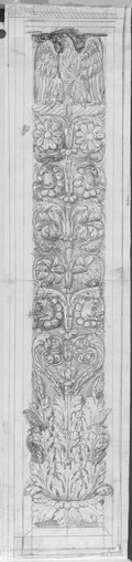 Infrarotreflektografie Schwarze Kreidezeichnung eines Rankenpilasters mit Adler vom Titusbogen