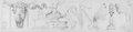 Infrarotreflektografie Abschnitt eines Frieses mit Bukranien, kultischen Geräten und Schiffstrophäen aus dem Konservatorenpalast, mit schwarzer Kreide gezeichnet