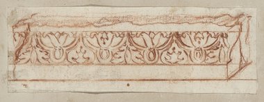 Visible reflectance photograph Part of the frame of the wave vines pilaster in the Loggia di Cleopatra of the Villa Medici drawn with red chalk